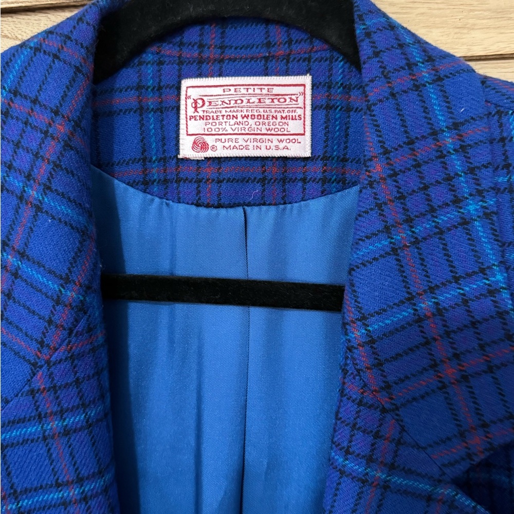 Blue Plaid Men's Blazer - Picture 2 of 4